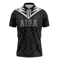 Samoa Aiga Zipper Polo Shirt Samoan Tribal Pattern LT05 Black - Polynesian Pride