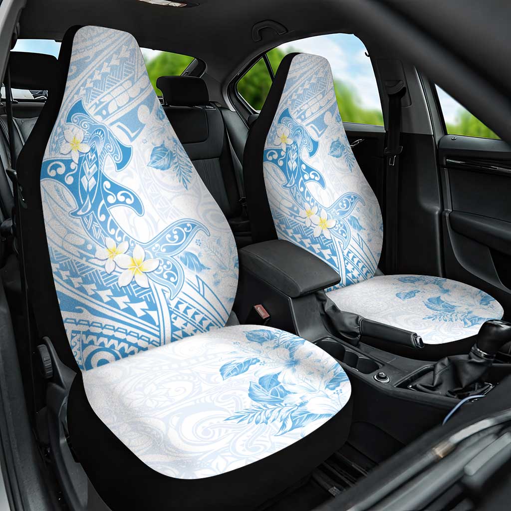 Polynesia Hammerhead Shark Car Seat Cover Tropical Flowers Tribal Pattern Blue LT05 One Size Blue - Polynesian Pride