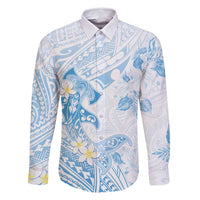 Polynesia Hammerhead Shark Family Matching Tank Maxi Dress and Hawaiian Shirt Tropical Flowers Tribal Pattern Blue