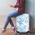 Polynesia Hammerhead Shark Luggage Cover Tropical Flowers Tribal Pattern Blue