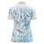 Polynesia Hammerhead Shark Women Polo Shirt Tropical Flowers Tribal Pattern Blue