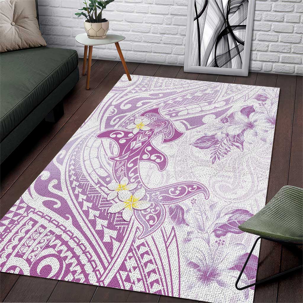 Polynesia Hammerhead Shark Area Rug Tropical Flowers Tribal Pattern Lavender LT05 Purple - Polynesian Pride