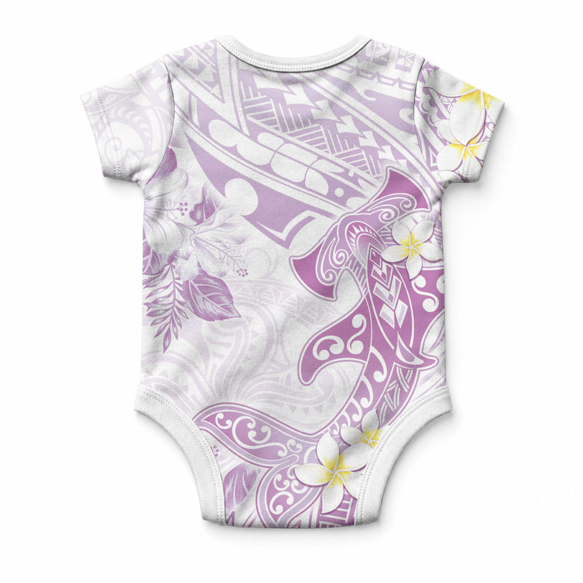 Polynesia Hammerhead Shark Baby Onesie Tropical Flowers Tribal Pattern Lavender LT05 - Polynesian Pride