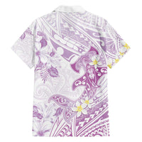 Polynesia Hammerhead Shark Family Matching Off The Shoulder Long Sleeve Dress and Hawaiian Shirt Tropical Flowers Tribal Pattern Lavender LT05 - Polynesian Pride