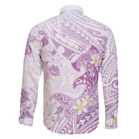 Polynesia Hammerhead Shark Family Matching Off The Shoulder Long Sleeve Dress and Hawaiian Shirt Tropical Flowers Tribal Pattern Lavender LT05 - Polynesian Pride