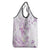 Polynesia Hammerhead Shark Grocery Bag Tropical Flowers Tribal Pattern Lavender