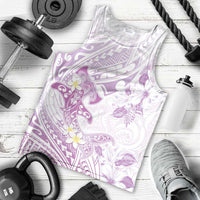 Polynesia Hammerhead Shark Men Tank Top Tropical Flowers Tribal Pattern Lavender