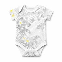 Polynesia Hammerhead Shark Baby Onesie Tropical Flowers Tribal Pattern White LT05 White - Polynesian Pride