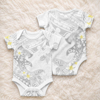 Polynesia Hammerhead Shark Baby Onesie Tropical Flowers Tribal Pattern White LT05 - Polynesian Pride