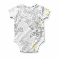 Polynesia Hammerhead Shark Baby Onesie Tropical Flowers Tribal Pattern White LT05 - Polynesian Pride
