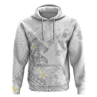 Polynesia Hammerhead Shark Zip Hoodie Tropical Flowers Tribal Pattern White LT05 Pullover Hoodie White - Polynesian Pride