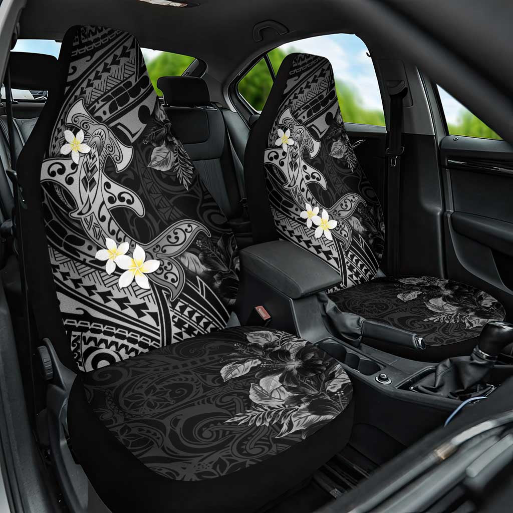 Polynesia Hammerhead Shark Car Seat Cover Tropical Flowers Tribal Pattern Black LT05 One Size Black - Polynesian Pride