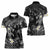 Polynesia Hammerhead Shark Women Polo Shirt Tropical Flowers Tribal Pattern Black