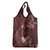 Polynesia Hammerhead Shark Grocery Bag Tropical Flowers Tribal Pattern Oxblood