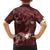 Polynesia Hammerhead Shark Hawaiian Shirt Tropical Flowers Tribal Pattern Oxblood