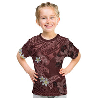 Polynesia Hammerhead Shark Kid T Shirt Tropical Flowers Tribal Pattern Oxblood