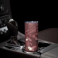 Polynesia Hammerhead Shark Skinny Tumbler Tropical Flowers Tribal Pattern Oxblood LT05 - Polynesian Pride