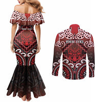 Personalised New Zealand Aotearoa Couples Matching Mermaid Dress and Long Sleeve Button Shirt Te Reo Maori Ake Ake Ake LT05 - Polynesian Pride
