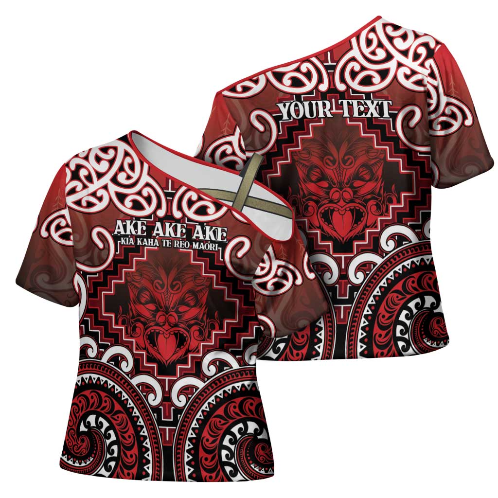 Personalised New Zealand Aotearoa Cross Shoulder Shirt Te Reo Maori Ake Ake Ake - Polynesian Pride
