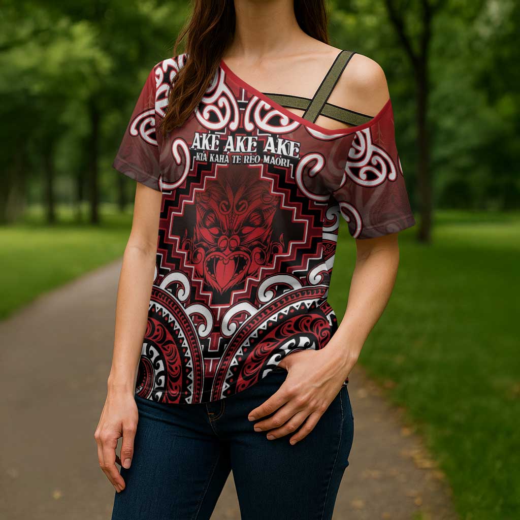 Personalised New Zealand Aotearoa Cross Shoulder Shirt Te Reo Maori Ake Ake Ake - Polynesian Pride