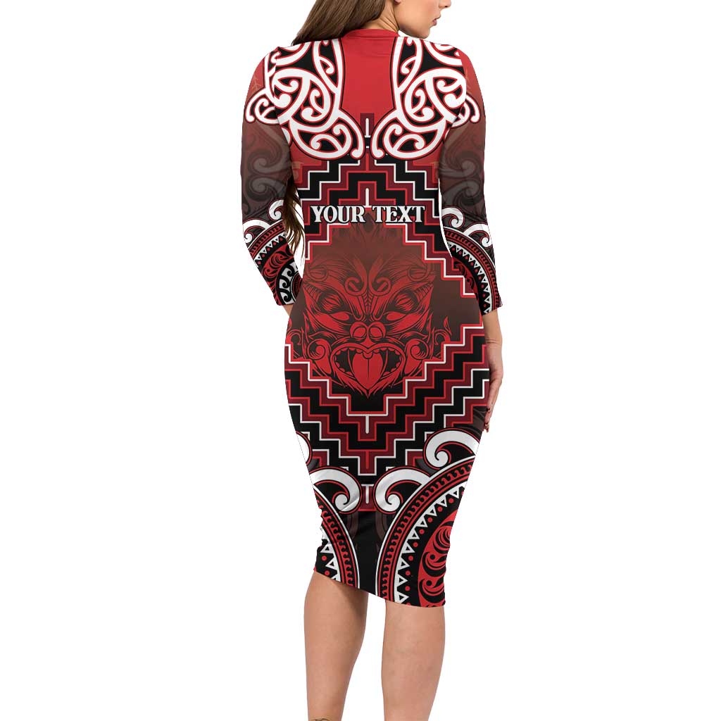 Personalised New Zealand Aotearoa Family Matching Long Sleeve Bodycon Dress and Hawaiian Shirt Te Reo Maori Ake Ake Ake LT05 - Polynesian Pride