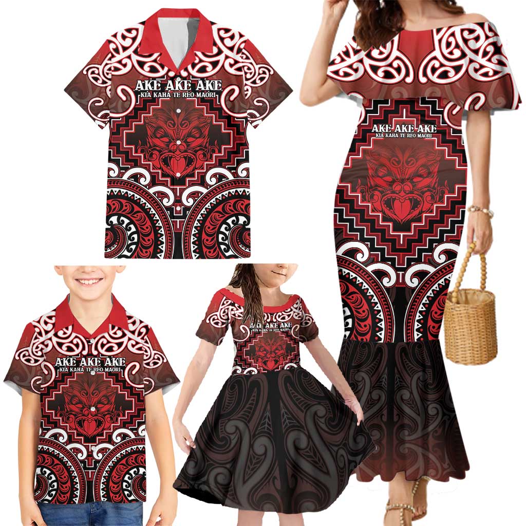 Personalised New Zealand Aotearoa Family Matching Mermaid Dress and Hawaiian Shirt Te Reo Maori Ake Ake Ake - Polynesian Pride