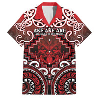 Personalised New Zealand Aotearoa Family Matching Off The Shoulder Long Sleeve Dress and Hawaiian Shirt Te Reo Maori Ake Ake Ake LT05 Dad's Shirt - Short Sleeve Red - Polynesian Pride