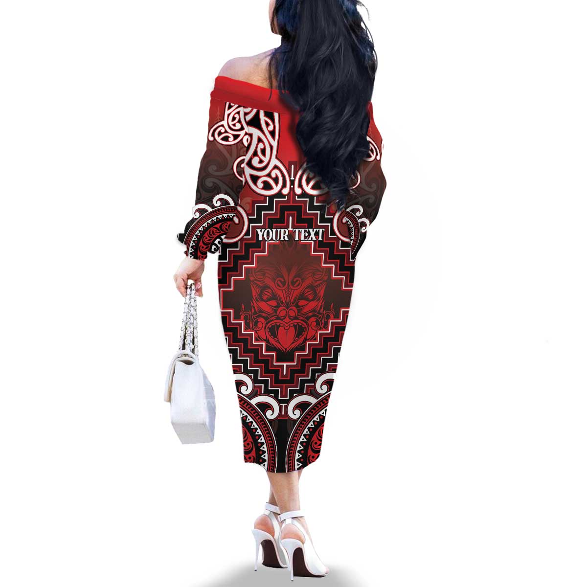 Personalised New Zealand Aotearoa Family Matching Off The Shoulder Long Sleeve Dress and Hawaiian Shirt Te Reo Maori Ake Ake Ake LT05 - Polynesian Pride
