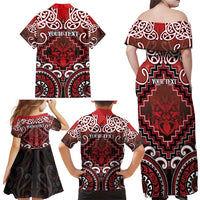 Personalised New Zealand Aotearoa Family Matching Off Shoulder Maxi Dress and Hawaiian Shirt Te Reo Maori Ake Ake Ake LT05 - Polynesian Pride