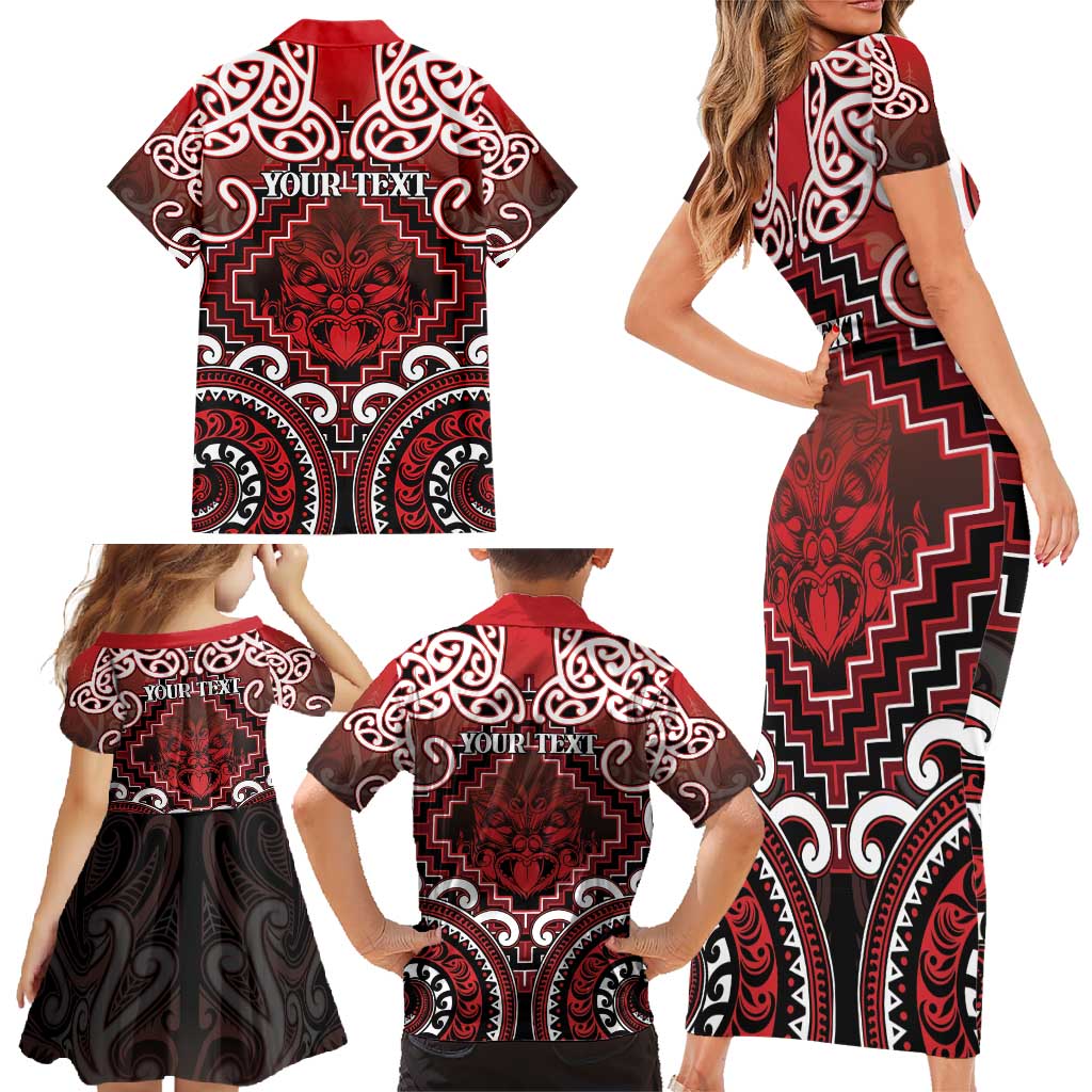 Personalised New Zealand Aotearoa Family Matching Short Sleeve Bodycon Dress and Hawaiian Shirt Te Reo Maori Ake Ake Ake LT05 - Polynesian Pride