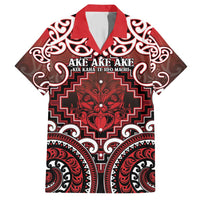 Personalised New Zealand Aotearoa Family Matching Short Sleeve Bodycon Dress and Hawaiian Shirt Te Reo Maori Ake Ake Ake LT05 Dad's Shirt - Short Sleeve Red - Polynesian Pride