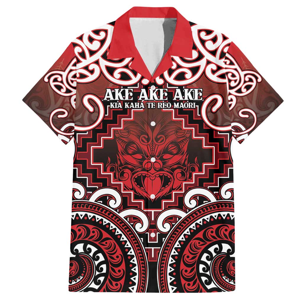 Personalised New Zealand Aotearoa Family Matching Summer Maxi Dress and Hawaiian Shirt Te Reo Maori Ake Ake Ake LT05 Dad's Shirt - Short Sleeve Red - Polynesian Pride