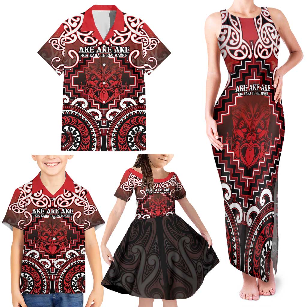 Personalised New Zealand Aotearoa Family Matching Tank Maxi Dress and Hawaiian Shirt Te Reo Maori Ake Ake Ake LT05 - Polynesian Pride