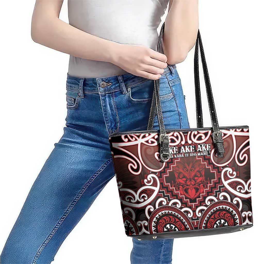New Zealand Aotearoa Leather Tote Bag Te Reo Maori Ake Ake Ake - Polynesian Pride