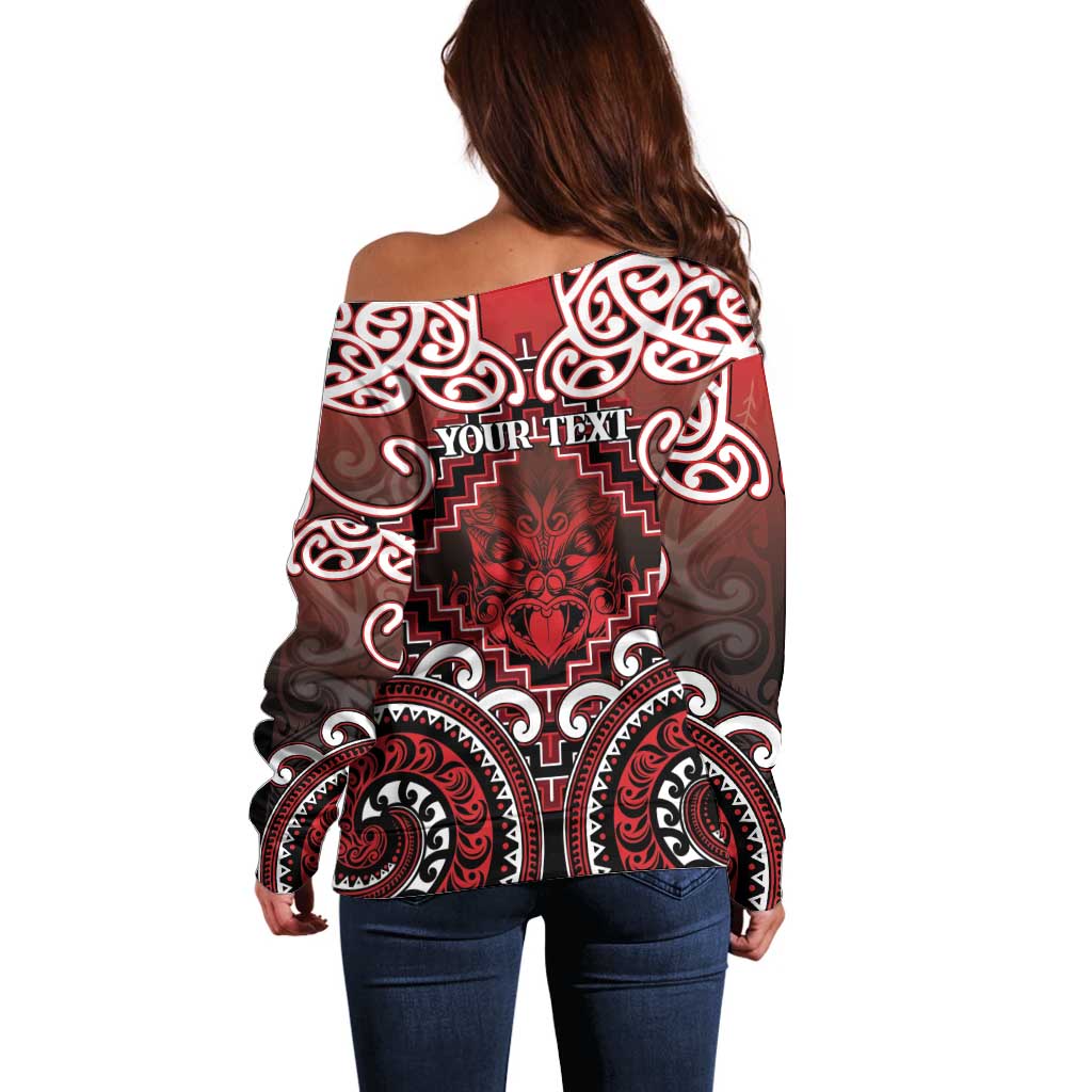Personalised New Zealand Aotearoa Off Shoulder Sweater Te Reo Maori Ake Ake Ake LT05 - Polynesian Pride