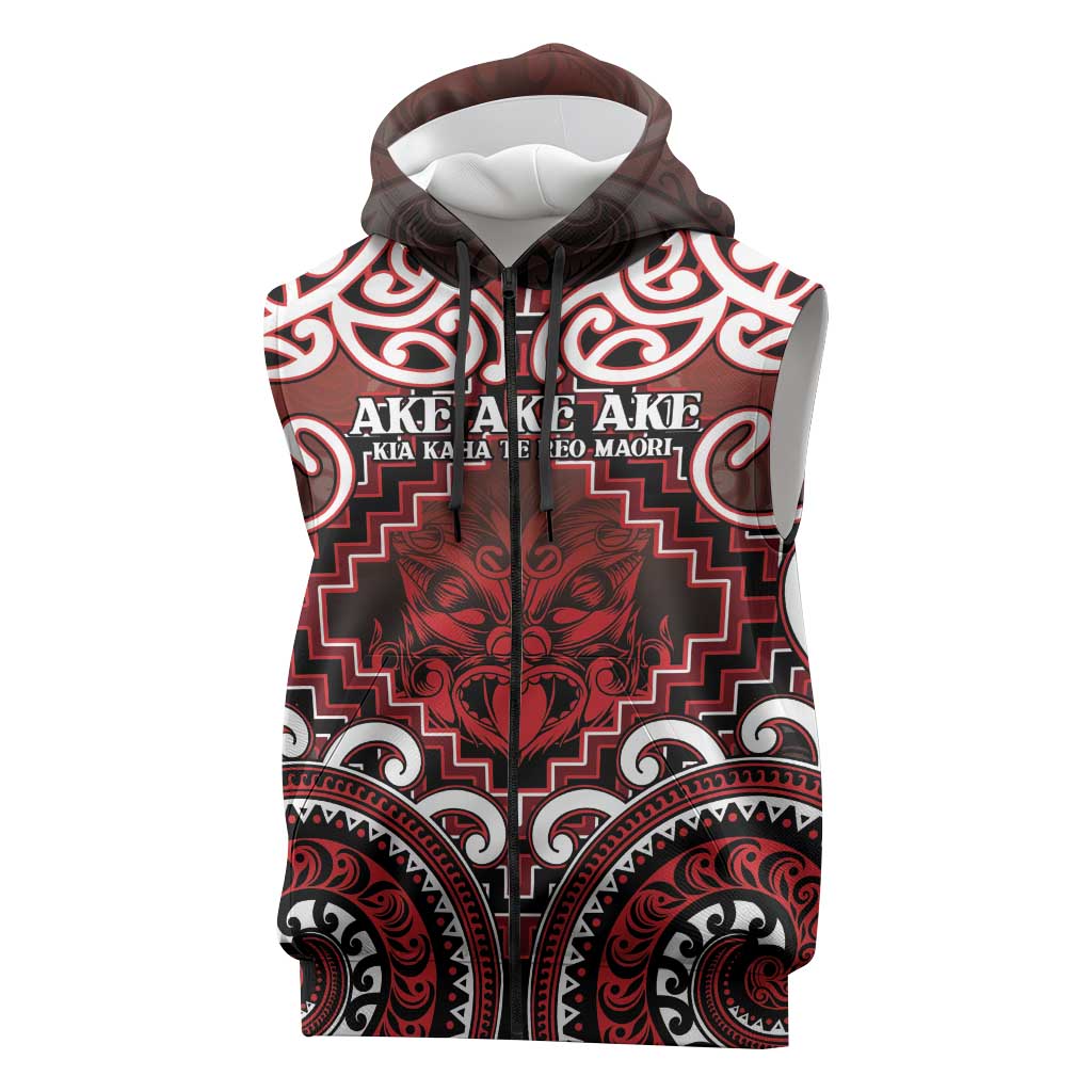 Personalised New Zealand Aotearoa Sleeveless Zip Hoodie Te Reo Maori Ake Ake Ake - Polynesian Pride