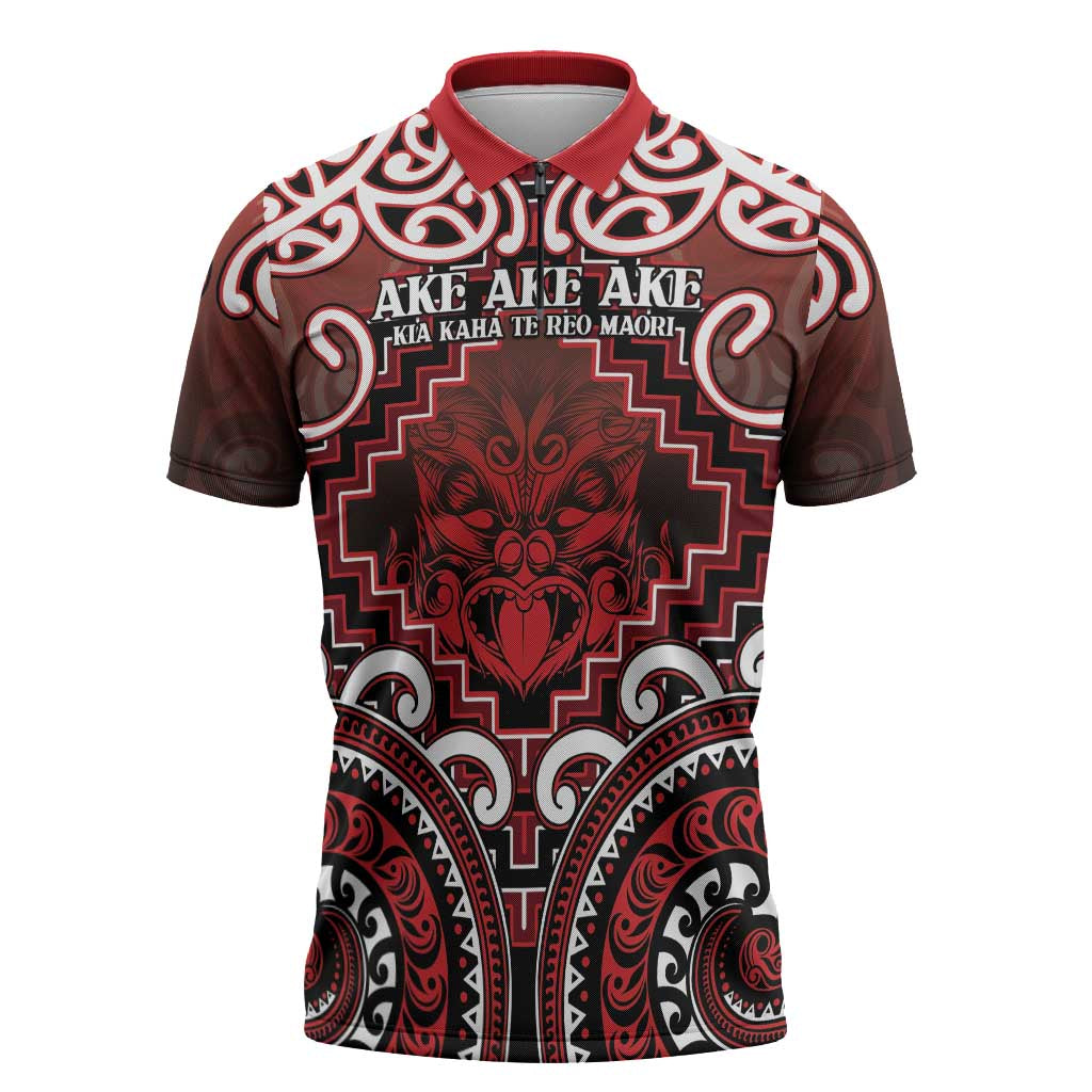 Personalised New Zealand Aotearoa Zipper Polo Shirt Te Reo Maori Ake Ake Ake - Polynesian Pride