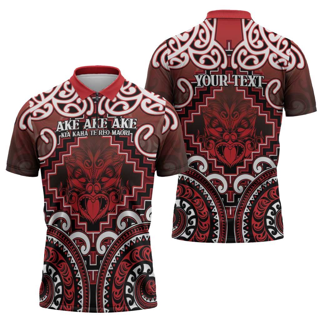 Personalised New Zealand Aotearoa Zipper Polo Shirt Te Reo Maori Ake Ake Ake - Polynesian Pride