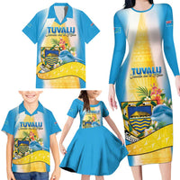 Personalised Tuvalu Independence Day Family Matching Long Sleeve Bodycon Dress and Hawaiian Shirt Tuvalu Mo Te Atua LT05 - Polynesian Pride