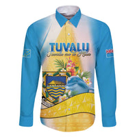 Personalised Tuvalu Independence Day Family Matching Short Sleeve Bodycon Dress and Hawaiian Shirt Tuvalu Mo Te Atua LT05 Dad's Shirt - Long Sleeve Yellow - Polynesian Pride