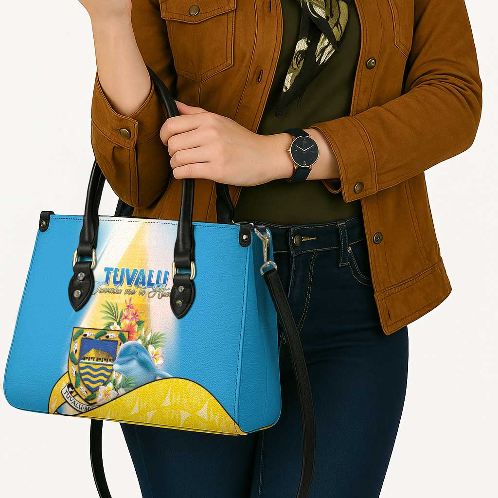 Tuvalu Independence Day Leather Bag Tuvalu Mo Te Atua - Polynesian Pride