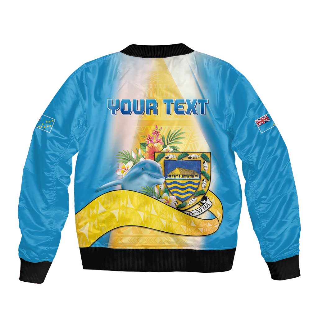 Personalised Tuvalu Independence Day Sleeve Zip Bomber Jacket Tuvalu Mo Te Atua - Polynesian Pride