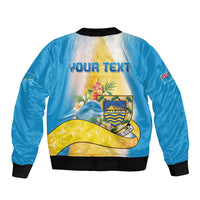 Personalised Tuvalu Independence Day Sleeve Zip Bomber Jacket Tuvalu Mo Te Atua - Polynesian Pride