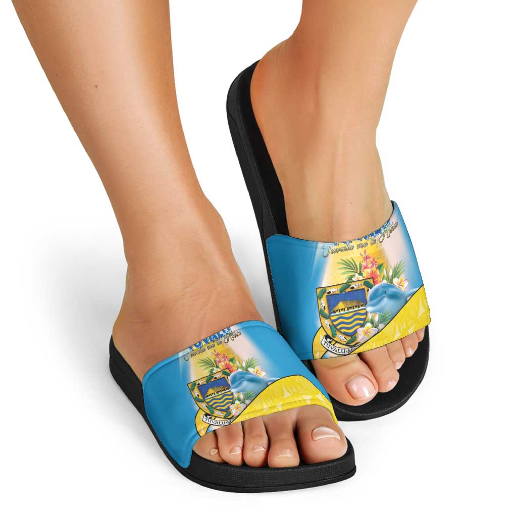 Tuvalu Independence Day Slide Sandals Tuvalu Mo Te Atua - Polynesian Pride