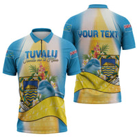 Personalised Tuvalu Independence Day Zipper Polo Shirt Tuvalu Mo Te Atua - Polynesian Pride