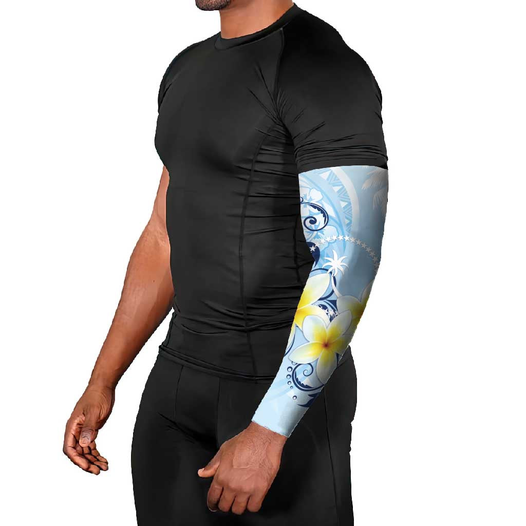 FSM Chuuk Constitution Day Arm Sleeves Polynesian Curves Plumeria - Polynesian Pride