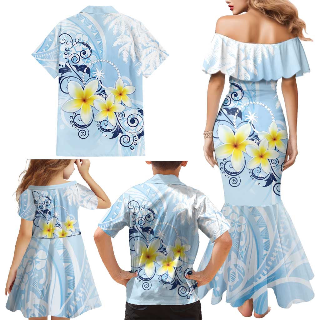 FSM Chuuk Constitution Day Family Matching Mermaid Dress and Hawaiian Shirt Polynesian Curves Plumeria LT05 - Polynesian Pride
