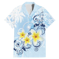 FSM Chuuk Constitution Day Family Matching Mermaid Dress and Hawaiian Shirt Polynesian Curves Plumeria LT05 Dad's Shirt - Short Sleeve Blue - Polynesian Pride