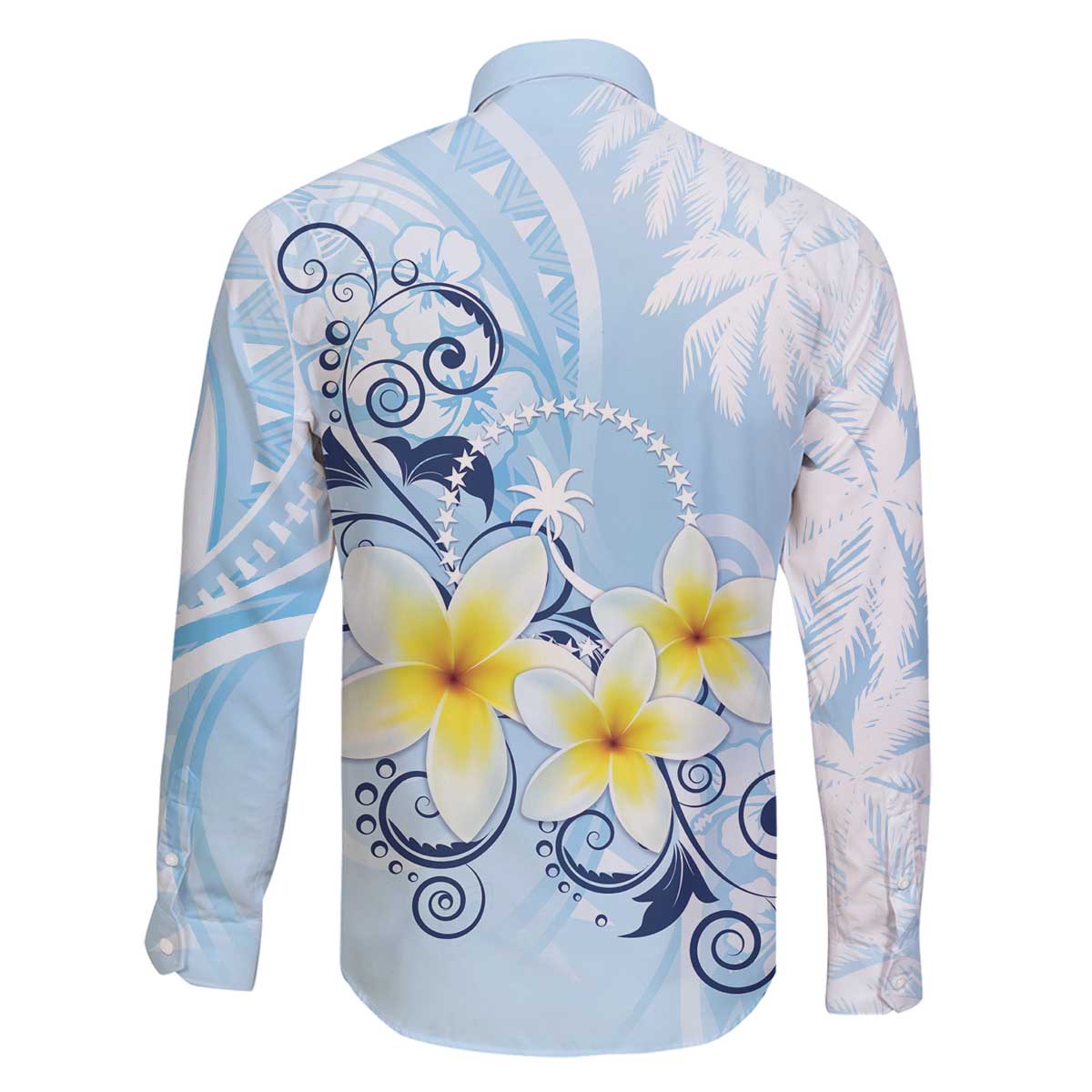 FSM Chuuk Constitution Day Family Matching Off The Shoulder Long Sleeve Dress and Hawaiian Shirt Polynesian Curves Plumeria LT05 - Polynesian Pride