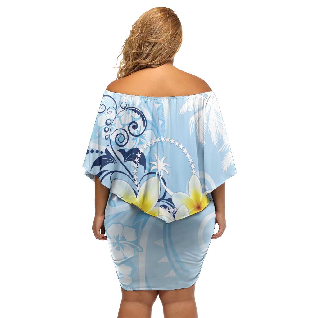 FSM Chuuk Constitution Day Family Matching Off Shoulder Short Dress and Hawaiian Shirt Polynesian Curves Plumeria LT05 - Polynesian Pride